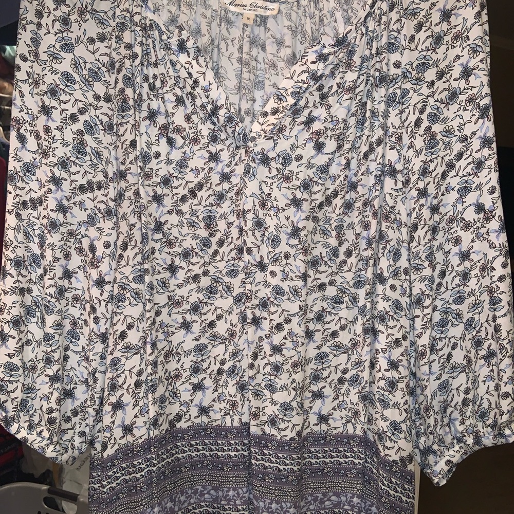 White floral boho blouse from Marisa Christina in size 1x.